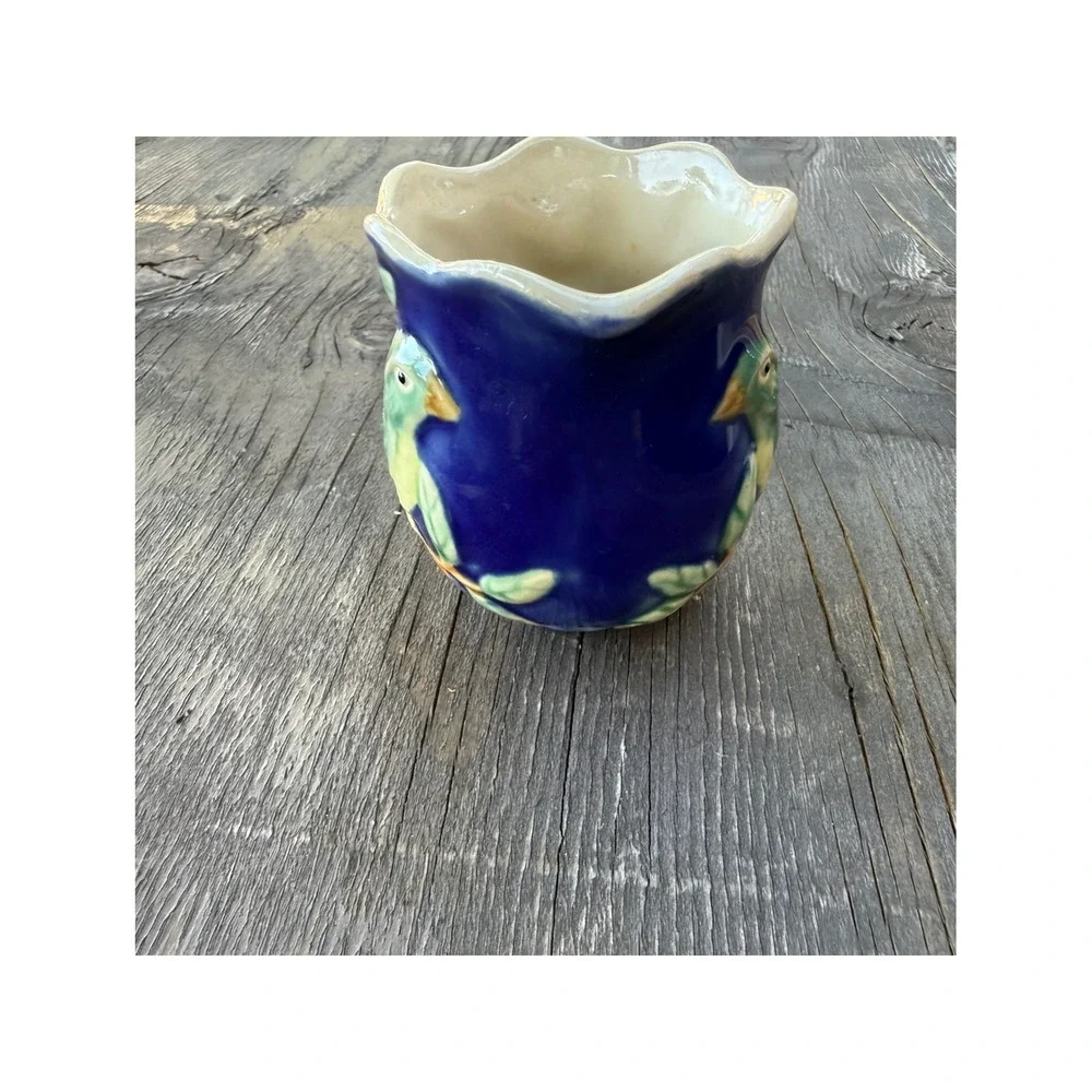 Henriksen Imports Classic Majolica‎ Bird and Pear Handpainted Stoneware Creamer